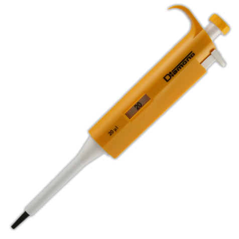 Globe Scientific Pipette, Diamond, Fixed Volume, 20uL, Yellow Image